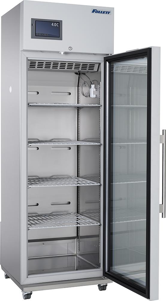 12 cubic foot medical grade refrigerator with open door