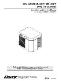 HCE/HME1000A, HCE/HME1000W 50Hz Ice Machines for serial numbers C20001 to C33984