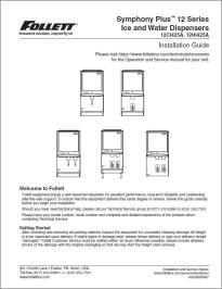 Symphony Plus 12 Series Ice and Water Dispensers 12CI425A, 12HI425A Installation Guide