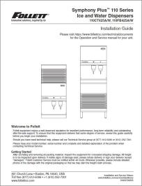 Symphony Plus 110 Series Ice and Water Dispensers 110CT425A/W, 110FB425A/W Installation Guide