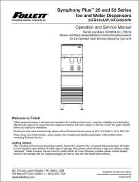 Symphony Plus 25 and 50 Series Ice and Water Dispensers 25FB425A/W, 50FB425A/W serial numbers K39864 to L78614