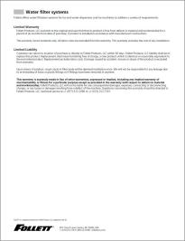 Water Filter Systems Warranty - USA and Canada