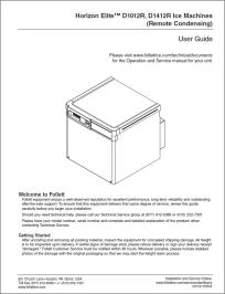 Horizon Elite Ice Machine D1012R, D1412R After SN R03746 User Guide